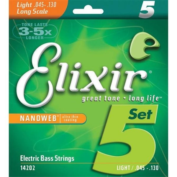 Elixir Elixir 14202-U 0.045-0.130 Gauge Strings Nanoweb 5 String Bass Strings 14202-U
